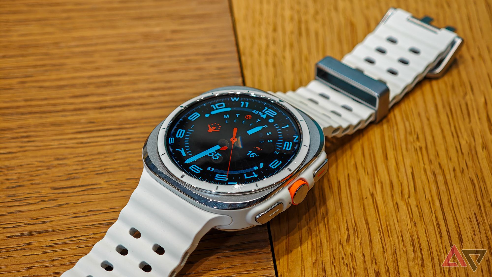 Samsung Galaxy Watch Ultra is lying on the table